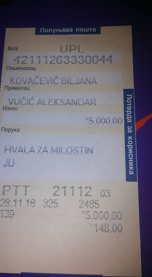 Vratila Vučiću 5000 poručivši mu „hvala za milostinju“